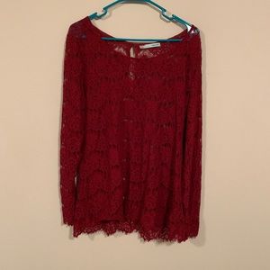 Maurice’s Lace Red Long Sleeved Top